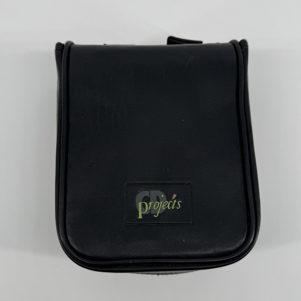 Vintage CD Projects Black Faux Leather CD DVD Case Holder Organizer Zip Storage